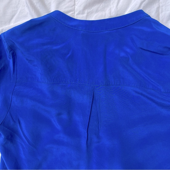 Amanda Uprichard | Blue 100% Silk Mandarin Collar Blouse Size Small - Picture 5 of 11